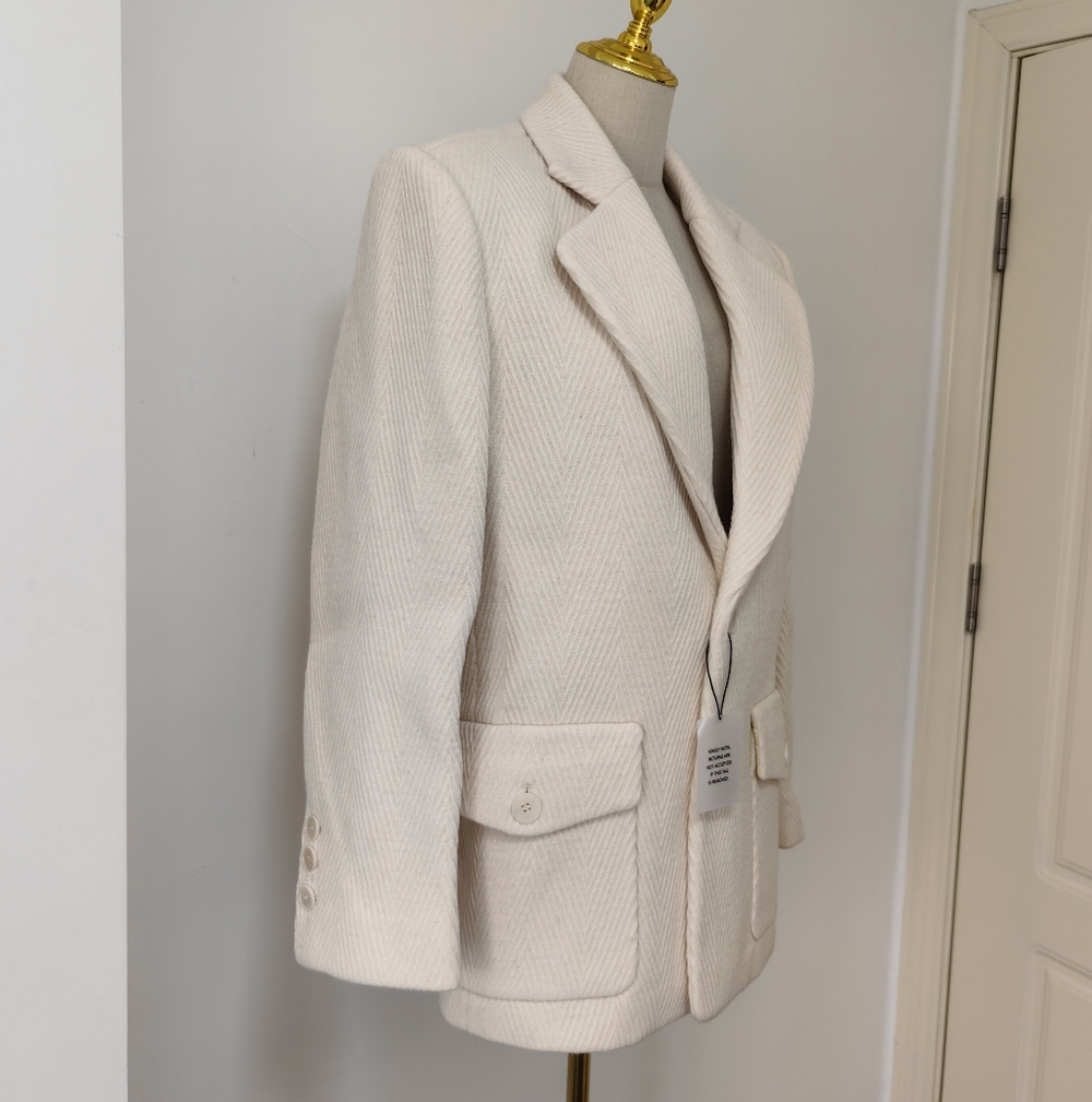 Helsa Minimalist Heavy Wool Blend Blazer Coat Jacket - Picture 3 of 11